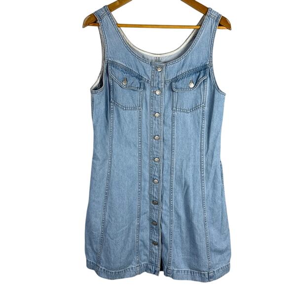 Madewell‎ Denim Sleeveless Seamed Mini Dress Palomilla Wash Size 12 - Picture 4 of 9